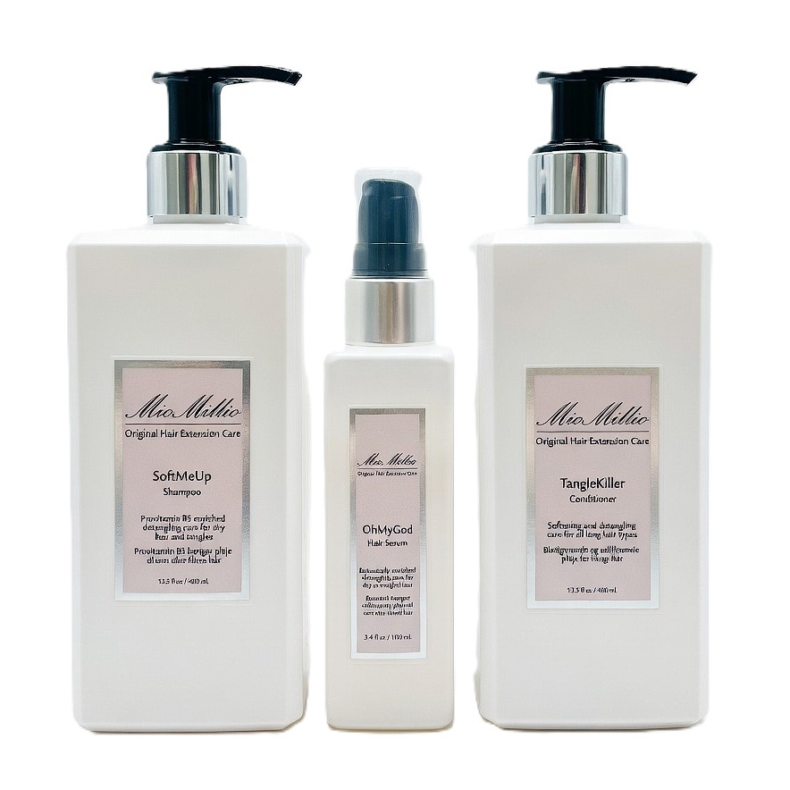 Mio Millio Plejepakke Shampoo 400ml Conditioner 400ml Serum 100ml Til Langt Hår & Extensions - Mio Millio Shampoo