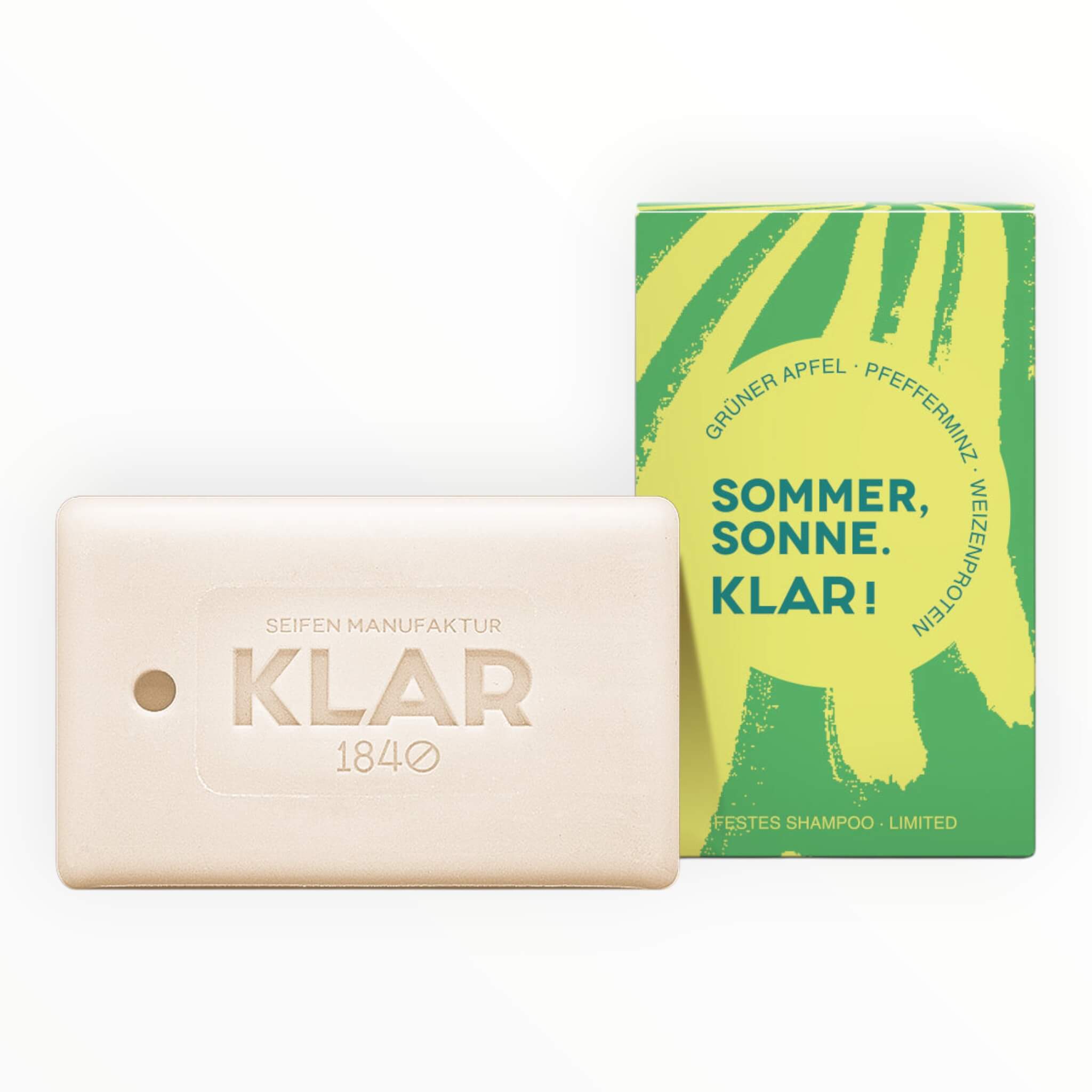 Grøn Klar Seifen Shampoo Bar T æble & Pebermynte Limited Edition 100 - Klar Seifen Shampoo - 4260262357489