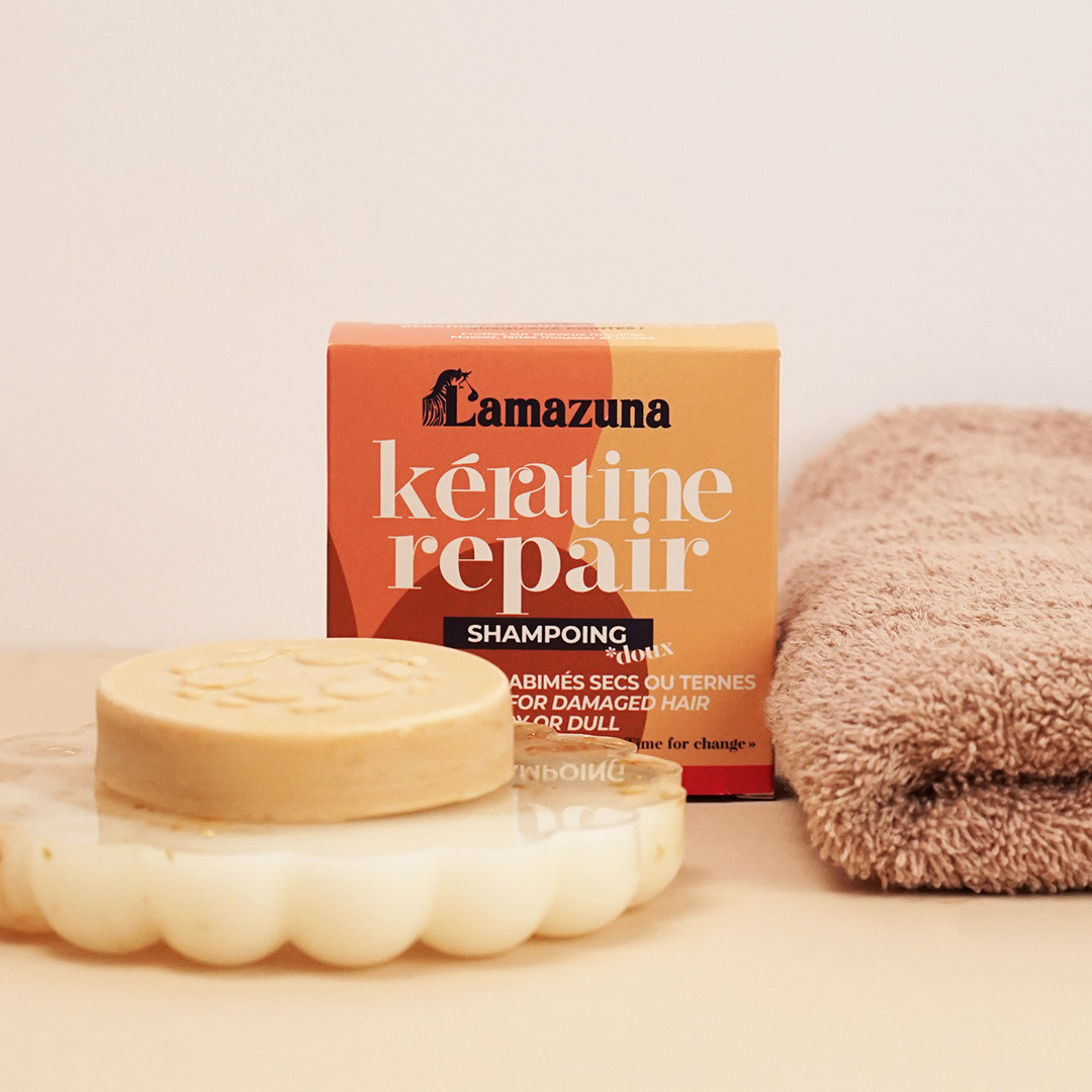 Lamazuna Økologisk Shampoobar Til Tørt & Mat Hår Keratin Repair - Lamazuna Shampoo - 3760345480857